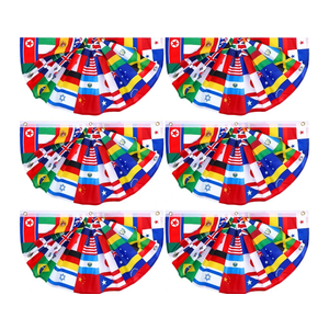Outus 6 Pcs World Flags Banner 1.5 x 3 ft International World Flag Decorations Country Bunting Nations Pleated Fan Bunting Backdrop for International Sports Events Club Events Grand Opening Decor