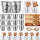 YumSur Western Themed Shot Glasses Set, Stainless Steel Cowboy Shot Glasses with Thank You Cards and Organza Bags, 24 pcs Cowboy Props Party Supplies