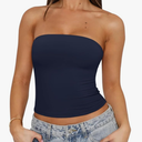 REORIA Women's Y2K Strapless Backless Tube Top Double Lined Sleeveless Crop Tank Top for Summer 2025 Going Out, M