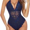 Avidlove Sexy Lingerie for Women Deep V Lace Bodysuit Snap Crotch One Piece Teddy XS-4XL