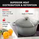 Mueller 6 Quart Enameled Cast Iron Dutch Oven, Heavy-Duty Casserole and Braiser Pan with Lid and Knob, Safe for All Cooktops (Gray)