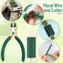 PAXCOO Floral Tape and Wire, Florist Tape and Flower Wire Arrangement Kit with White Ribbon, Boutonniere Pin, Cutter for Bouquets, Crafts, Wreath Making (Dark Green)
