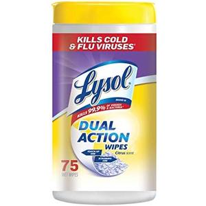 Lysol Dual Action Disinfecting Wipes, Citrus, 75 Count (Pack of 4)