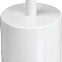 mDesign Slim Plastic Toilet Bowl Brush and Holder Set, Modern Compact Storage Organizer Cleaner Scrubber for Toilet - Heavy Duty Cleaning Plunger for Bathroom, Aura Collection - White
