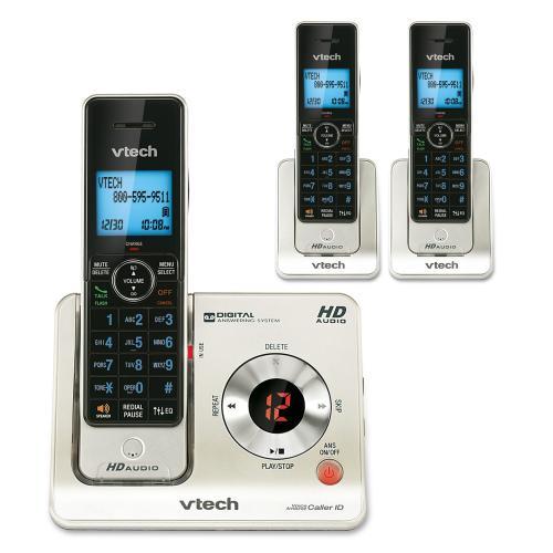 VTech LS64253 DECT 6.0 Expandable Cordless Phone with Answering System and Caller ID/Call Waiting, Silver with 3 Handsets