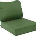 AAAAAcessories Outdoor Deep Seat Cushions, Waterproof, Fade-Resistant Patio Furniture Replacement Cushions, 23.5" x 25.5" x 5" + 23.5" x 19", Dark Moss Green