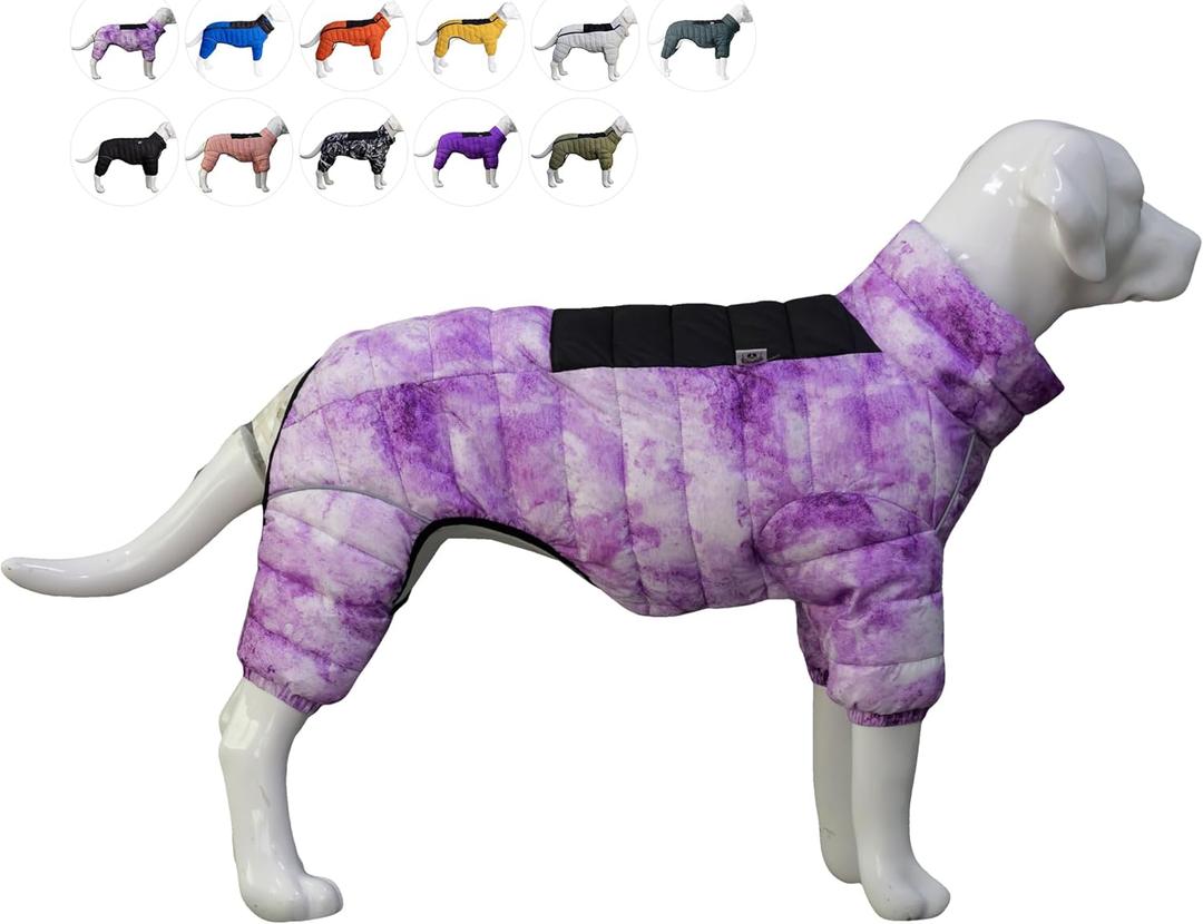 maciai-Purple Waterproof Windproof Reflective Warm Dog Vest, Zippered Adjustable Outdoor Snow Jacket for Small to Large Dogs (S (11inch Back))