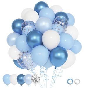 72Pcs Winter Balloons Set, Light Blue and White Balloons with 12 Inch Confetti Metallic Blue Balloon for Winter Wonderland Christmas Bridal Baby Shower Snow Wedding Princess Birthday Party Decorations