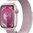 Original Stainless Steel Milanese Loop Compatible with Apple Watch Band 38mm 40mm 41mm 42mm 44mm 45mm 46mm 49mm, Magnetic Clasp Band for iWatch Series 11 10 9 8 7 6 5 4, SE 3 2 1 Ultra3 2, Women & Men (Pink)