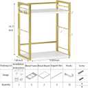 Dorhors 2 Tier Coffee Bar Accessories and Organizer,Multi-functional Mug Holder with 12 Hooks,Wood Coffee Station Organizer,Kitchen Countertop Shelf (Gold + White)