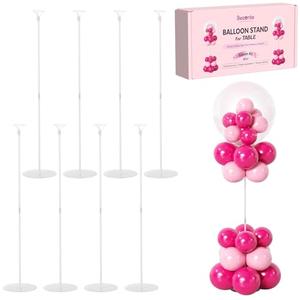 Bezente 8PCS Balloon Stand Kits, Tabletop Balloon Sticks Holder with Base for Table Desktop Centerpiece Party Decoration, Reusable Balloon Column Stand kit for Birthday, Wedding, Baby Shower, Anniversary