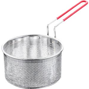 EKDJKK Stainless Steel Deep Frying Basket with Long Handle, Fried Food Filter Basket, Pasta Strainer Colander for Home Restaurant (7.09 inch) (18cm)