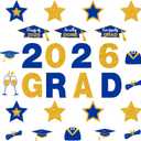 Ferraycle 19 Pieces Graduation Cruise Magnets 2026 Graduation Car Decorations Waterproof Grad Refrigerator Magnetic Decals Stickers for Party Garage Door Decoration Cars Bumper(Blue and Gold)