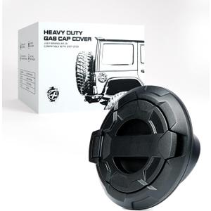 Xprite Wheel Pattern Gas Cap Cover, Aluminum Fuel Filler Door Cover Accessories Compatible with 2007-2018 Jeep Wrangler JK JKU, Matte Black