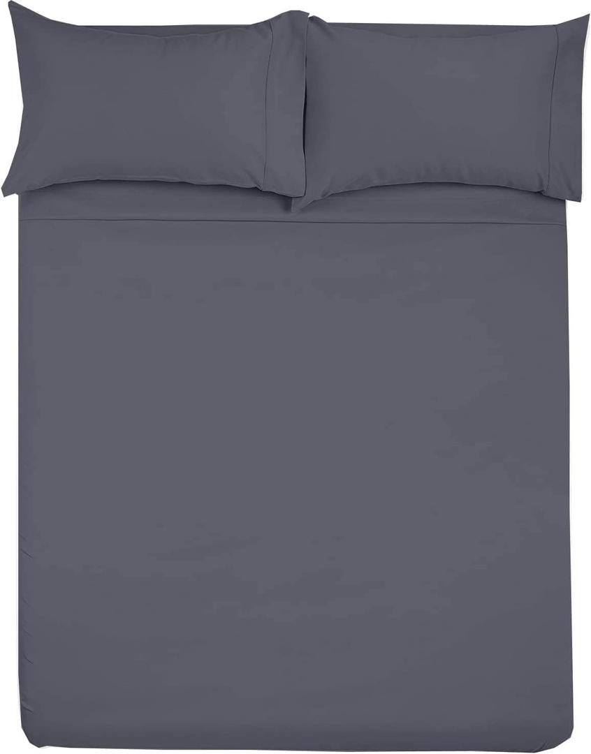 Shreem Linen Microfiber RV Sheet Sets, 72x75 Short King, Dark Grey Solid - Fits Mattresses up to 8 Inches Deep, 4 Piece RV Bed Sheets for Campers, Motorhomes, and Travel Trailers