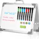 Small Dry Erase White Board  TANKEE Magnetic Desktop Foldable Whiteboard Portable Mini Easel Double Sided on Table Top with Holder for Drawing, Teacher Instruction, Memo Board (Gray)