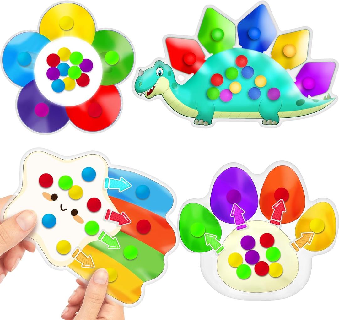 4PC Color Sorting Sensory Toys for Toddler, Travel Toys Roadtrip Activities for Kid 3-5 Fine Motor Autism Autistic Fidget for Classroom Calm Down Toy for Kid 2 3 4 Year Old Boy Girl Dementia Gift