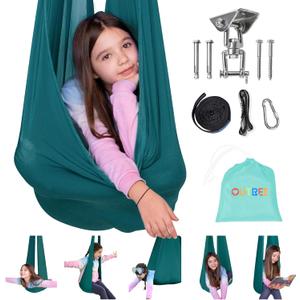 OUTREE Sensory Swing for Kids with 360 Swivel Hanger, Indoor Therapy Swing Great for Autism, ADHD, Sensory Processing Disorder, and Autistic Children (Dark Teal)