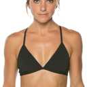 JOLYN Triangle Tie-Back Athletic Bikini Top for Competitive Swimming, Lifeguarding, Medium Coverage Women's Swimsuit Top (X-Large, Black)