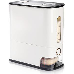 ZEAYEA Large Rice Holder Dispenser, 25 Lbs Grain Storage Container with Lid and Measuring Cup, Household Cereal Food Dispenser Rice Bucket for Kitchen Pantry Soybean Corn Dry Food Organization