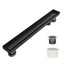 Dilvii 18 Inch Offset Linear Shower Drain Matte Black, Stainless Steel Bathroom Side Outlet Floor Drain