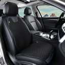 Linen Front Car Seat Covers Breathable Cloth Fabric Seat Protector Anti-Slip Design Universal Fit for Most Cars, SUV, Pick-up Trucks All Season Comfort (Black, 1 Pack)