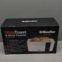 Mueller UltraToast Full Stainless Steel Toaster 4 Slice, Long Extra-Wide Slots for Bagels and Waffles, 6 Browning Levels, LED Display, Cancel/Defrost/Reheat Functions & Removable Tray, Kitchen Gadgets