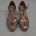 Elerhythm Women's Mary Jane Rockability Tear Cut Close Round Toe T Strap Vintage 1950s Heels Retro 1920s Victorian Pumps Shoes (Blue, 6)