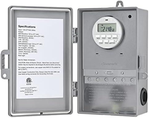DEWENWILS Pool Pump Timer, Digital Timer Box, 2HP 40A 120-277 VAC, 7-Day 20 ON/Off Programmable Timer Switch for Water Heater, Pool Pump, SPA, Motor, ETL Listed Gray