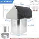 Upgraded 10 Inch Hooded Wall Vent, Outdoor Wall Exhaust Vent Cover Wall Cap with Screen & Damper for Exterior Kitchen Range Hood, Ventilation Dryer, HVAC Duct Air Exhaust, Galvanized Steel, White