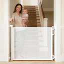 SPACEANY Retractable Safety Baby Gate or Mesh Dog Gate,Durable Portable Mesh Retractable Gate,Easy to Use for Stairs, Doorways, Hallways, Indoor, Outdoor, 33.5" Tall, Up to 45" Wide, White