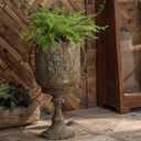 Vintage Urn Planter with Embossed Pattern, Decorative Bronze Finish Flower Pot, Classic Round Plant Pot for Outdoor Indoor Home Garden Patio Front Porch Entryway（26 in High）