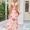 GRACE KARIN Womens Summer Floral Dresses 2026 Boho Maxi Dress Flowy Halter Sundress Casual Vacation Beach Clothes with Pocket (Pink, M)