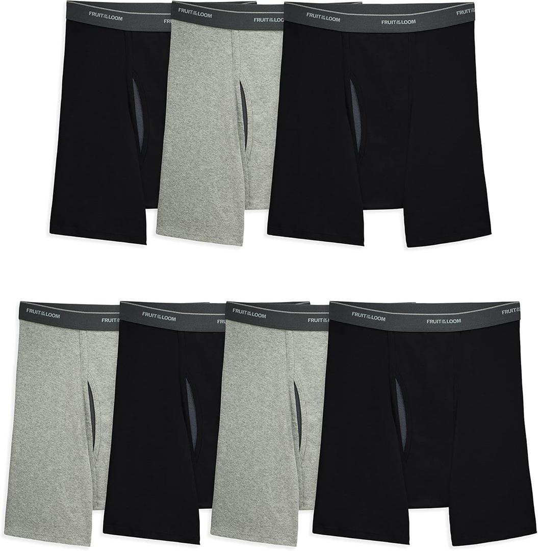 Fruit of the Loom Men's Coolzone Boxer Briefs, Moisture Wicking & Breathable, Assorted Color Multipacks (Large, 7 Pack - Black/Gray)