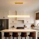 Modern Crystal Chandelier for Dining Room, 47.2 Inch Gold Rectangle LED Chandelier, Dimmable Pendant Light with Remote, 3CCT Kitchen Island Lighting Fixture, K9 Crystal Chandelier for Living Room, Rectangle 47.27 x 4.72