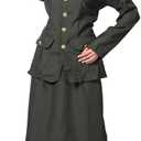 EraSpooky Womens WW2 Army Costume Adult 1940s Military Soldier Halloween Uniform with Jacket Skirt and Hat (Small, Army Green)