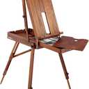 Creative Mark Safari II Deluxe Easel - French Style for Plein Air Painting, Elmwood with Walnut Finish, Holds Canvas Up to 39", Sliding Mast, Fully Divided Sketch Box, 12" x 16" Palette, 12 lbs