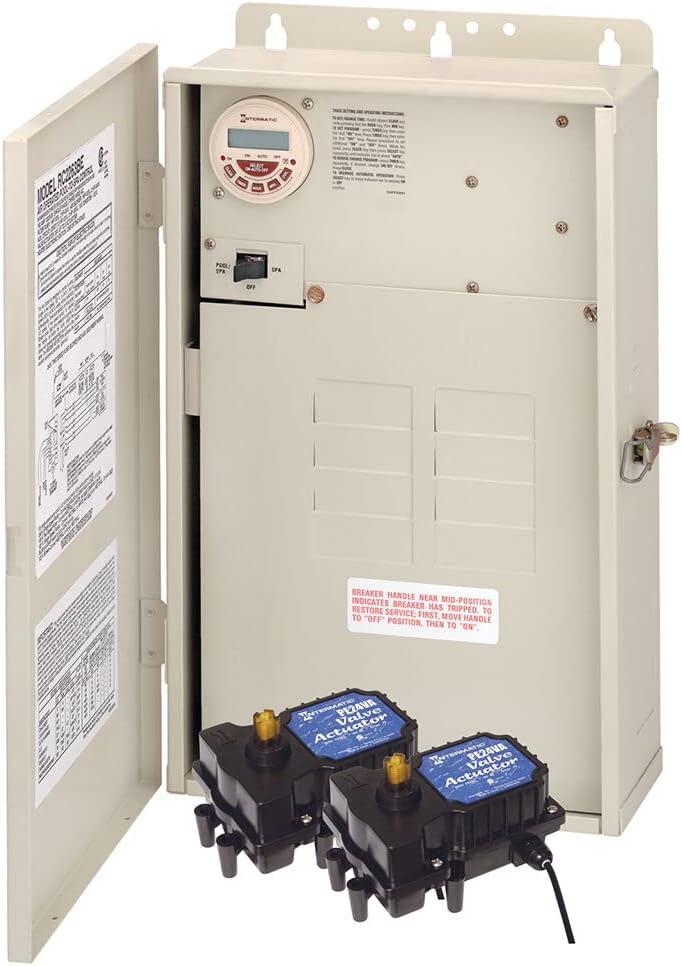 Intermatic RC2163BFE Pool/Spa Remotely Operated Combination Control System - includes Actuators for Pool and Spa Modes, Digital Override Timer - 3R Metal Load Center with Eight Breaker Spaces
