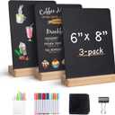 SELEAD Small Chalkboard Words Sign - Pack of 3, 6x8 Inch Tabletop Decorative Chalk Board with Wooden Stand, Mini Double-Sided Erasable Message Menu Board for Food, Business, Wedding, Party