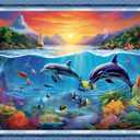 DMCVIVR Stamped Cross Stitch Kits for Adults Beginners Embroidery Kits 11CT Needlepoint Kits Cross Stitch Patterns Embroidery Patterns&Dolphin Sea World 16x20 inch