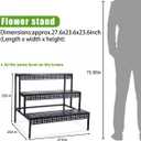 aboxoo 3 Tier Stair Style Large Metal Plant Stand, Garden Display Shelf Flower Pot Holder Storage Organizer Rack for Indoor Home Outdoor Patio Balcony Yard( Black, Rectangle)