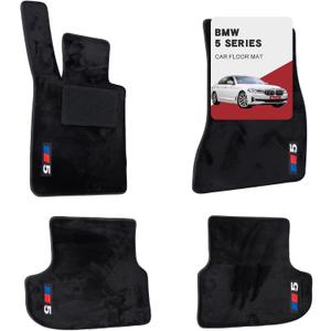 Custom car mats for BMW 5 Series 2018-2023 (530i, 540i, 530e, M550i, 540d) All-Weather Wool Carpet Car Mats, Luminous, Custom Fit, Anti-Slip Full Coverage with Logo