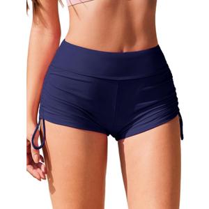 AI'MAGE Womens 3" Swim Board Shorts High Waisted Bathing Suit Bottoms Boy Shorts Adjustable Ruched Side Bikini Shorts S-XXL (Navy Blue)