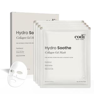 Collagen Gel Mask, 2-Part Hydrogel Face Mask, Intense Hydration, Soothing, Moisturizing, Radiant Glow, Made in Korea, 4 sheets (Hydro Soothe)
