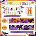 Fuutreo 68.9 ft Halloween Bulletin Board Border Decoration Happy Halloween Banner Pumpkin Ghost Skeleton Bat Wavy Curled Trim Bulletin Board Stickers for School Classroom Home Office Wall Party Decor