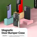 GOOSPERY Magnetic Door Bumper Compatible with Galaxy S22 Plus Case, Card Holder Wallet Easy Magnet Auto Closing Protective Dual Layer Sturdy Phone Back Cover - Black