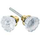 Mortise Lock Crystal Glass Door Knob Replacement Set, Brass Finish Base,