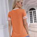 Womens T Shirt Short Sleeve Crew Neck Basic Color Block Tee Tops (Orange, M)