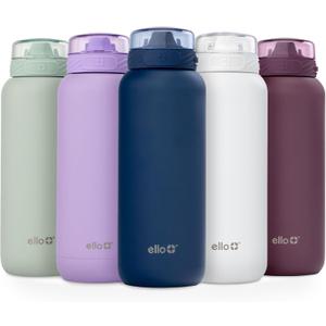 Ello Cooper 32oz Stainless Steel Water Bottle Vacuum Insulated with Straw and Carry Handle, Leak Proof Locking Lid with Soft Silicone Spout, Dishwasher Safe, Winter Solstice