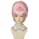 50S Retro Short Wigs Halloween Costume Cosplay Party Wig for Women (Pink)